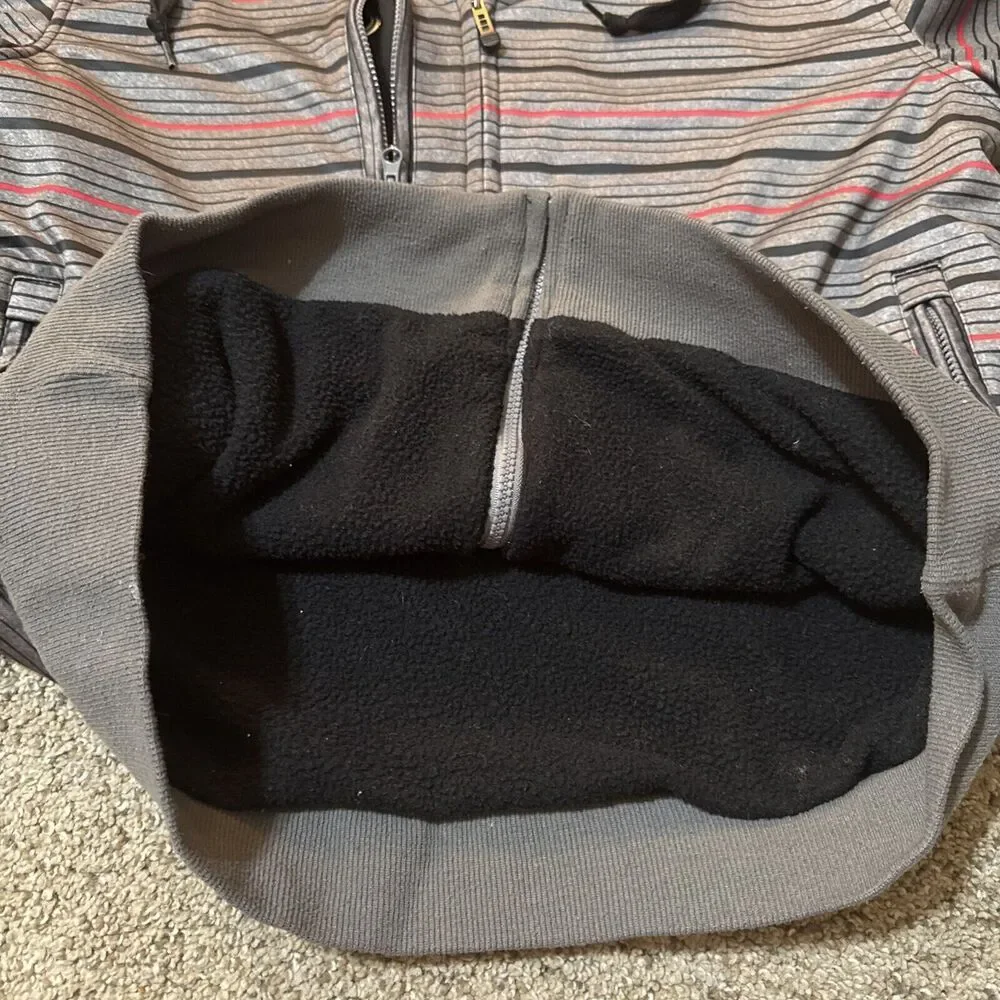 Empyre Jacket Mens Large Stripe Grey Snowboarding Technical Bonded Fleece Ski - Picture 10 of 11